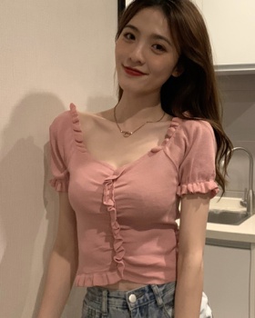 France style clavicle tops Korean style V-neck sweater