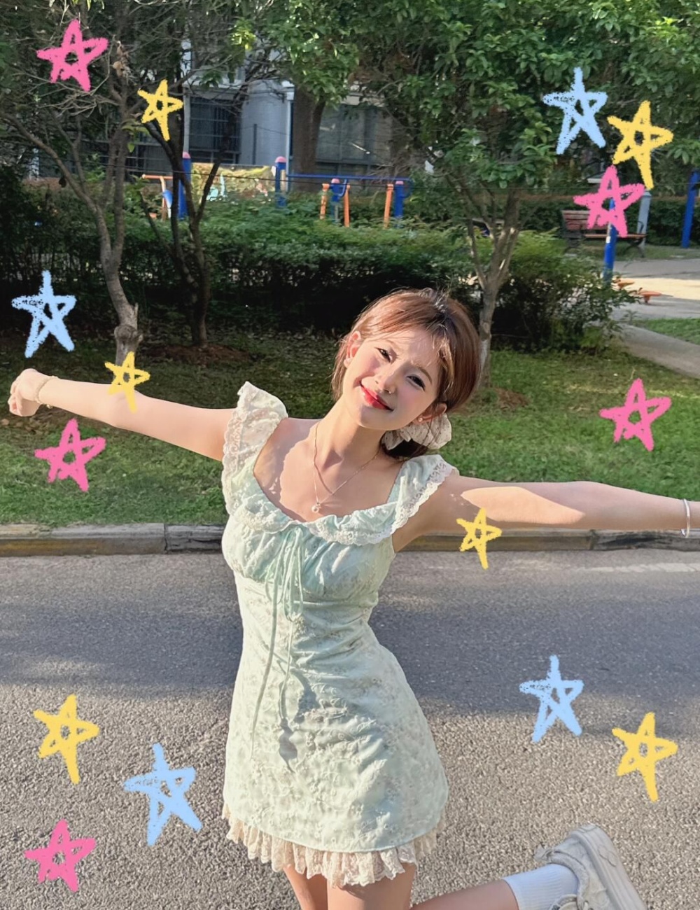 Pinched waist summer dress sweet sling T-back for women
