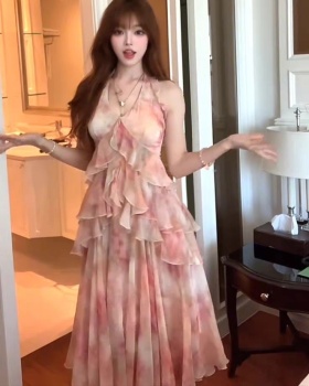 Slim doctrine high waist long dress seaside chiffon dress