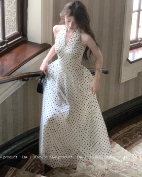 Polka dot big skirt temperament dress for women
