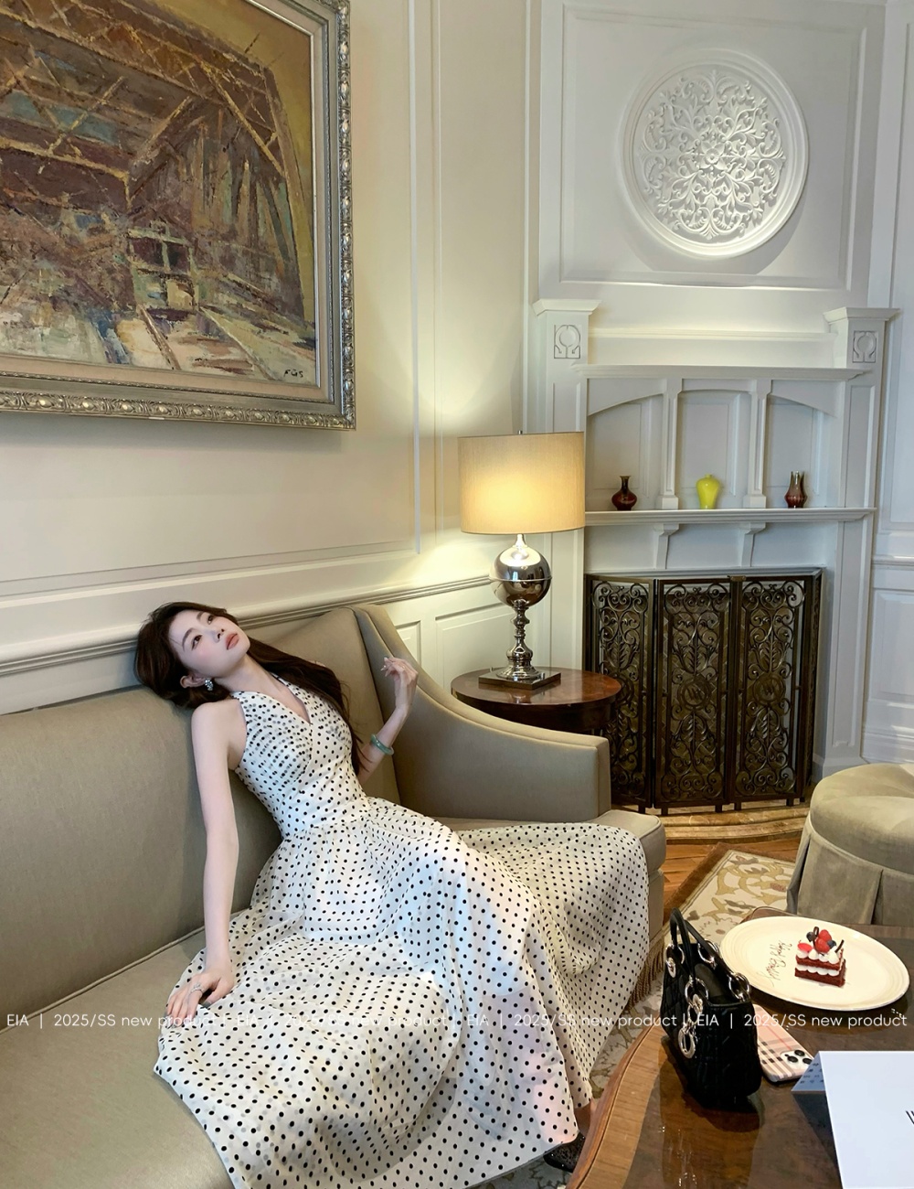 Polka dot big skirt temperament dress for women