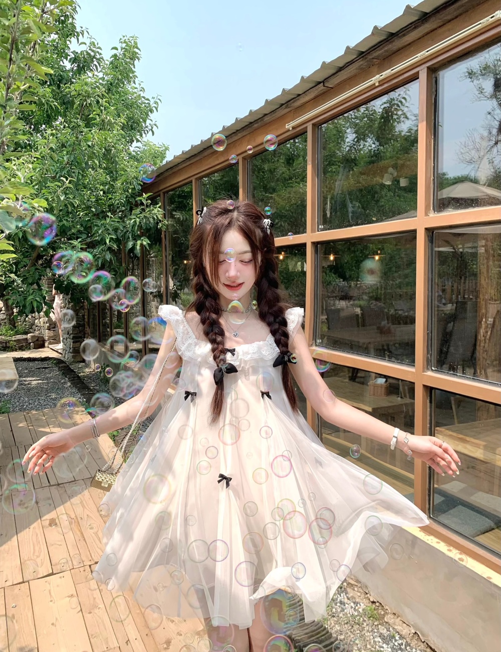 Gauze summer mixed colors doll dress