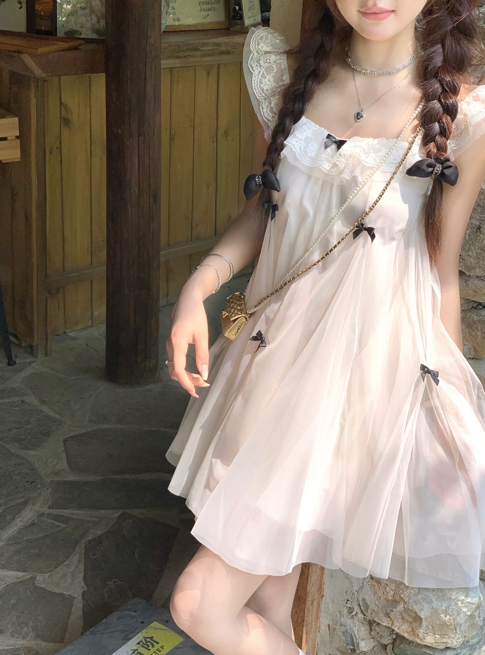Gauze summer mixed colors doll dress