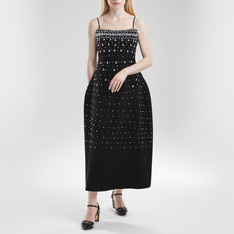 Rhinestone wrapped chest dress splice formal dress for women