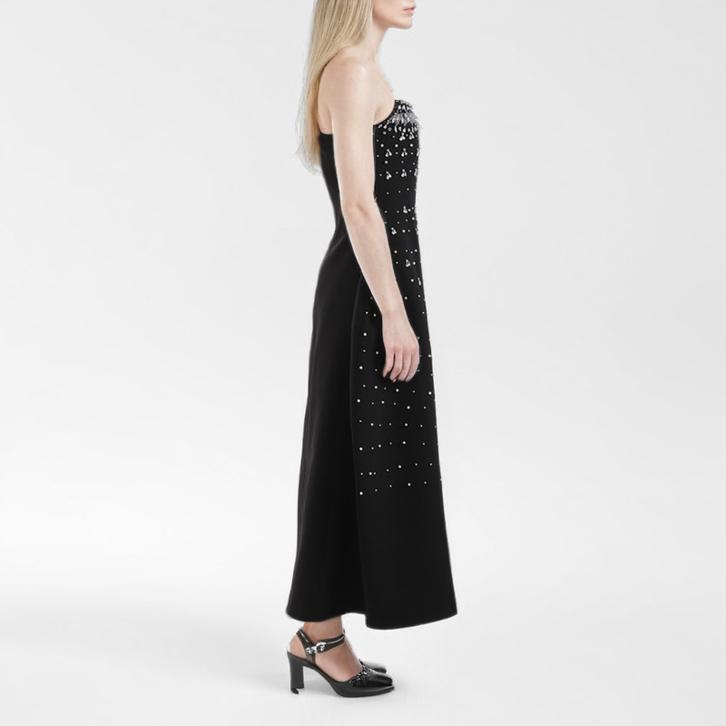 Rhinestone wrapped chest dress splice formal dress for women