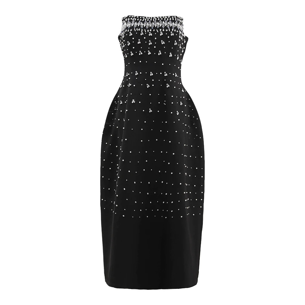 Rhinestone wrapped chest dress splice formal dress for women