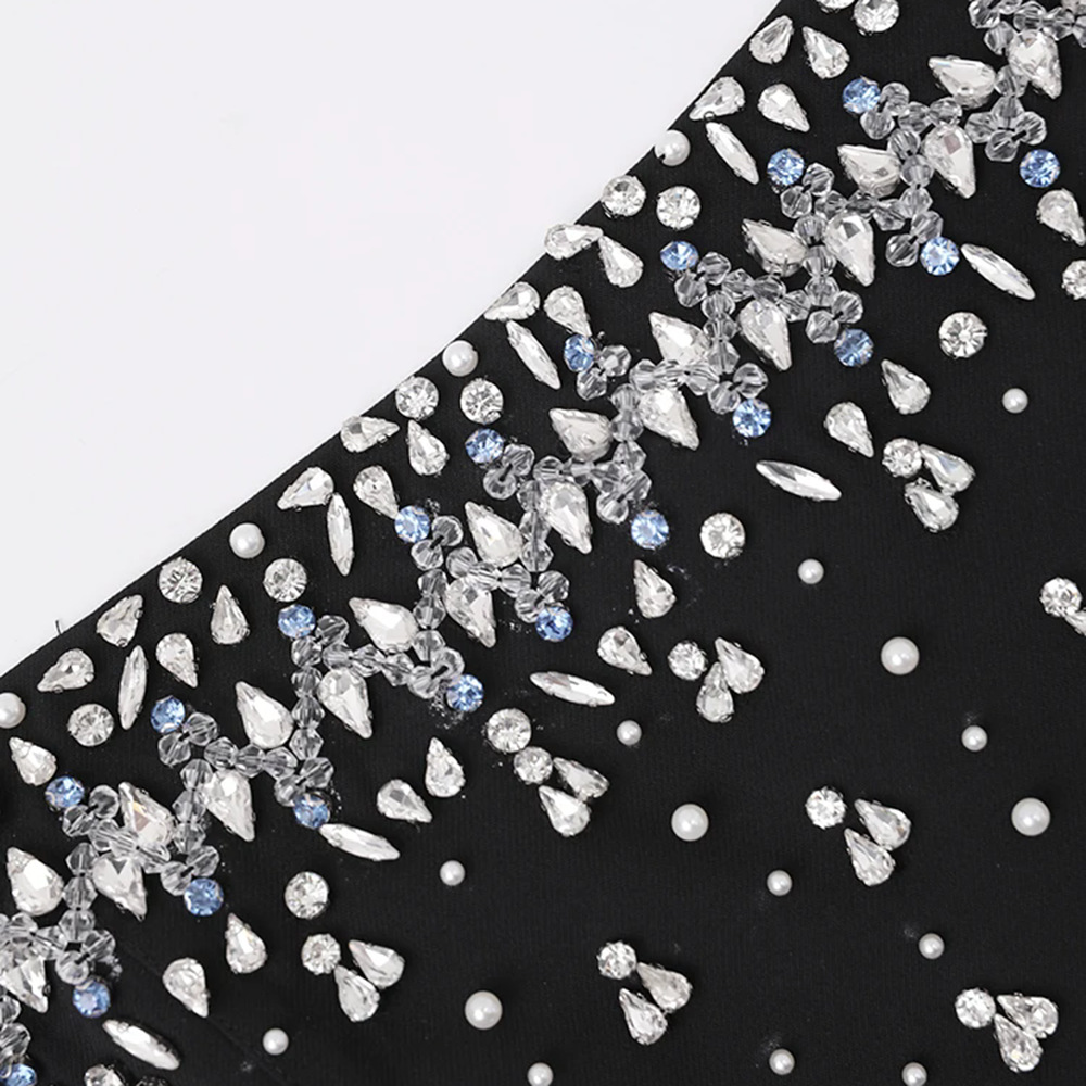 Rhinestone wrapped chest dress splice formal dress for women