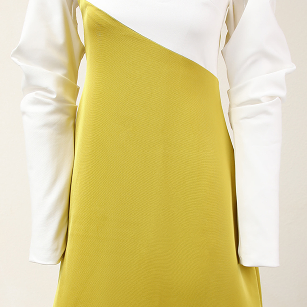 Temperament mixed colors splice spring wrapped chest dress
