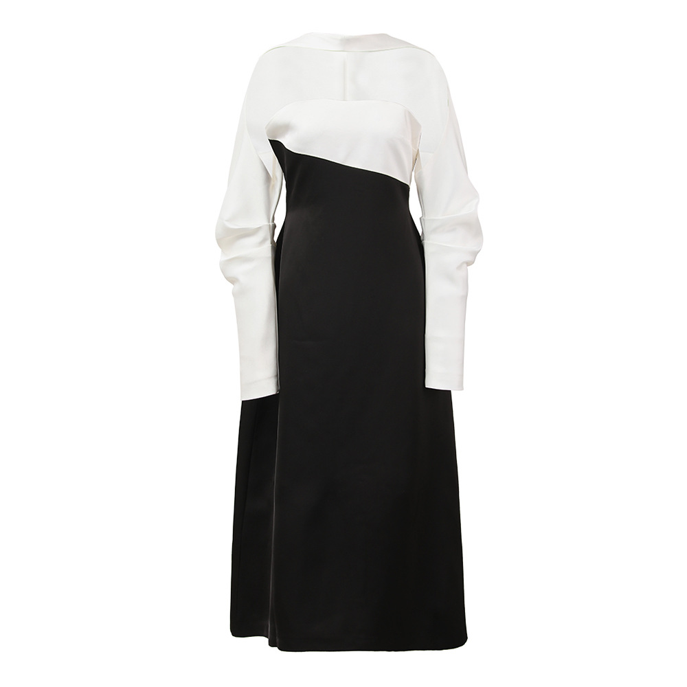 Temperament mixed colors splice spring wrapped chest dress