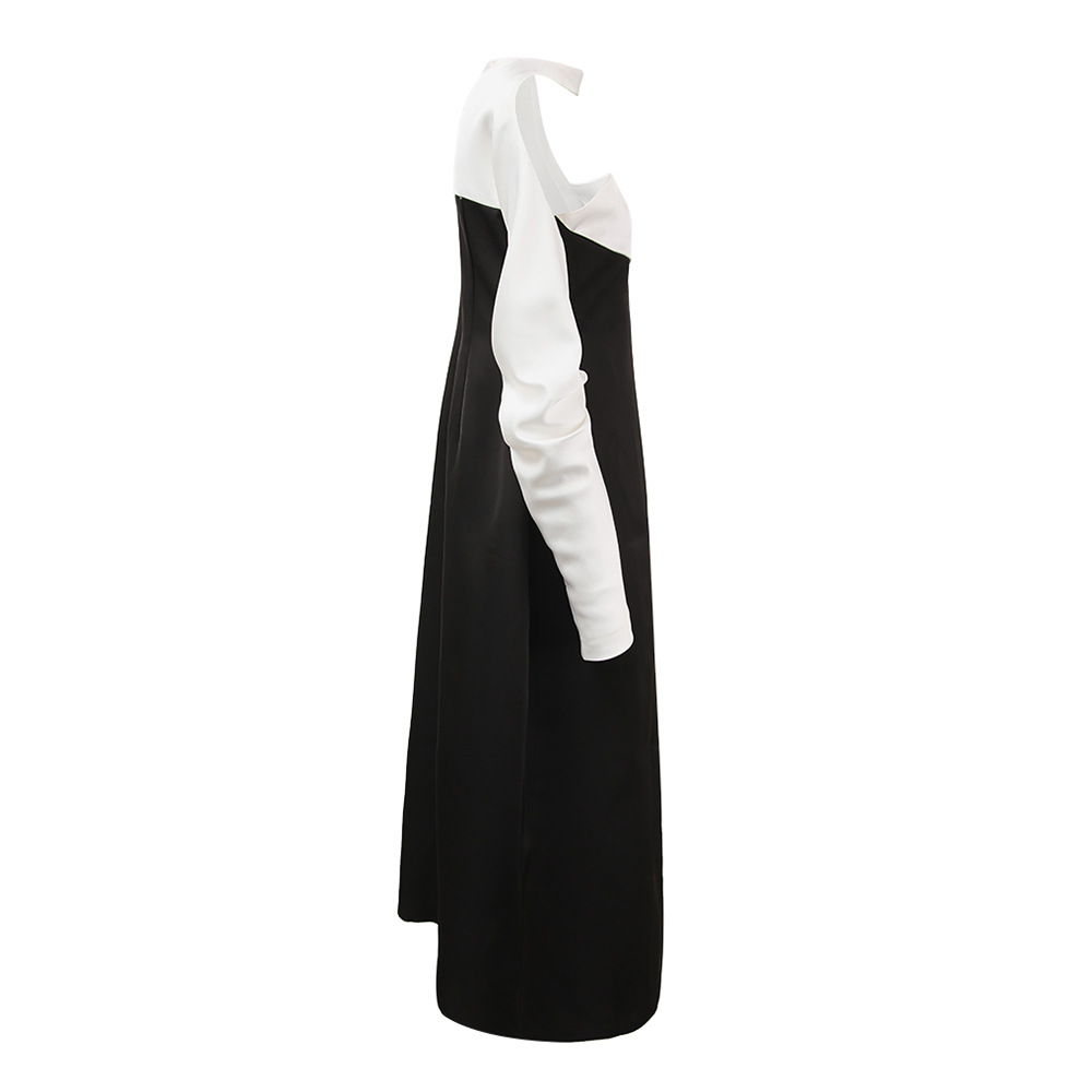 Temperament mixed colors splice spring wrapped chest dress