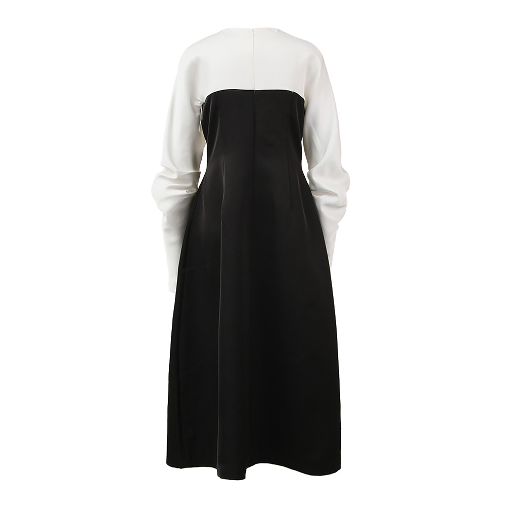 Temperament mixed colors splice spring wrapped chest dress