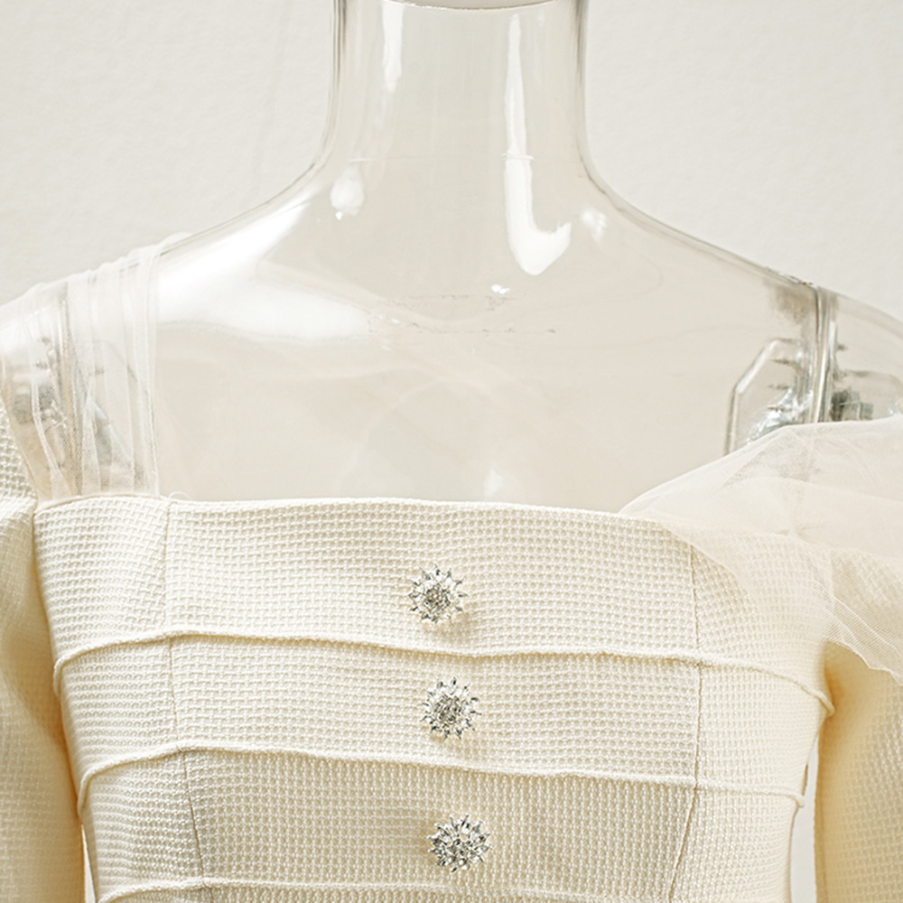 Long sleeve gauze tops temperament skirt 2pcs set