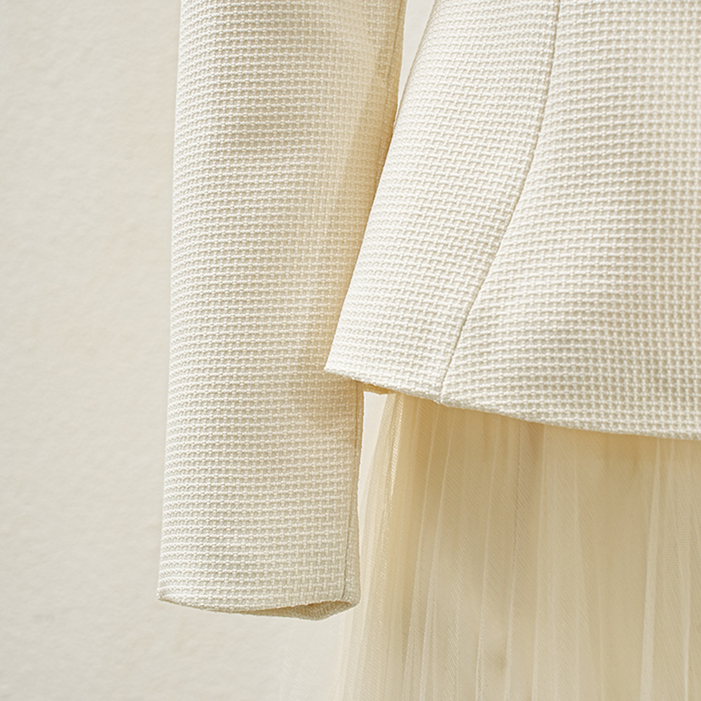 Long sleeve gauze tops temperament skirt 2pcs set