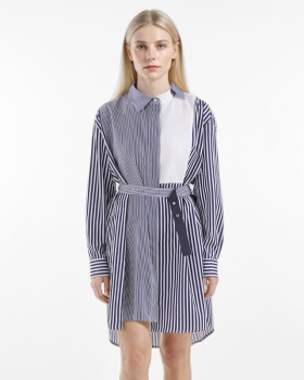 Stripe Casual shirt mixed colors dress for women