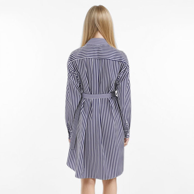 Stripe Casual shirt mixed colors dress for women