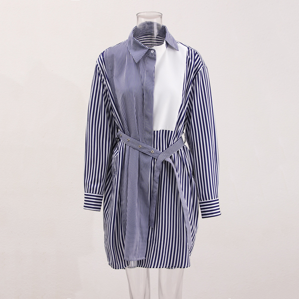 Stripe Casual shirt mixed colors dress for women