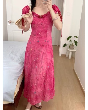 France style dress short sleeve long dress for women