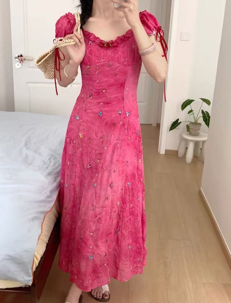 France style dress short sleeve long dress for women