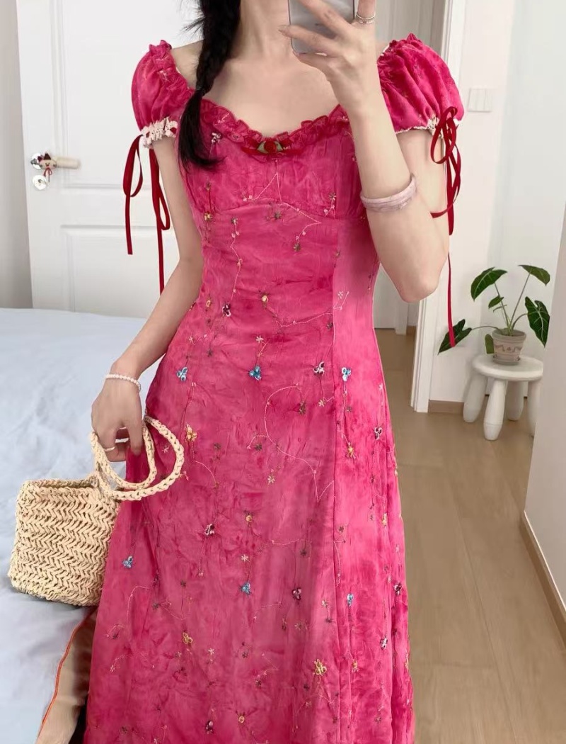 France style dress short sleeve long dress for women