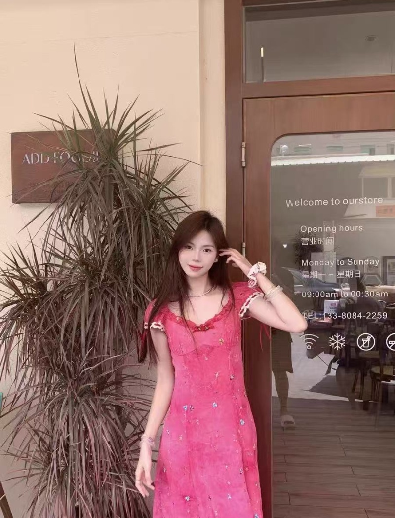 France style dress short sleeve long dress for women