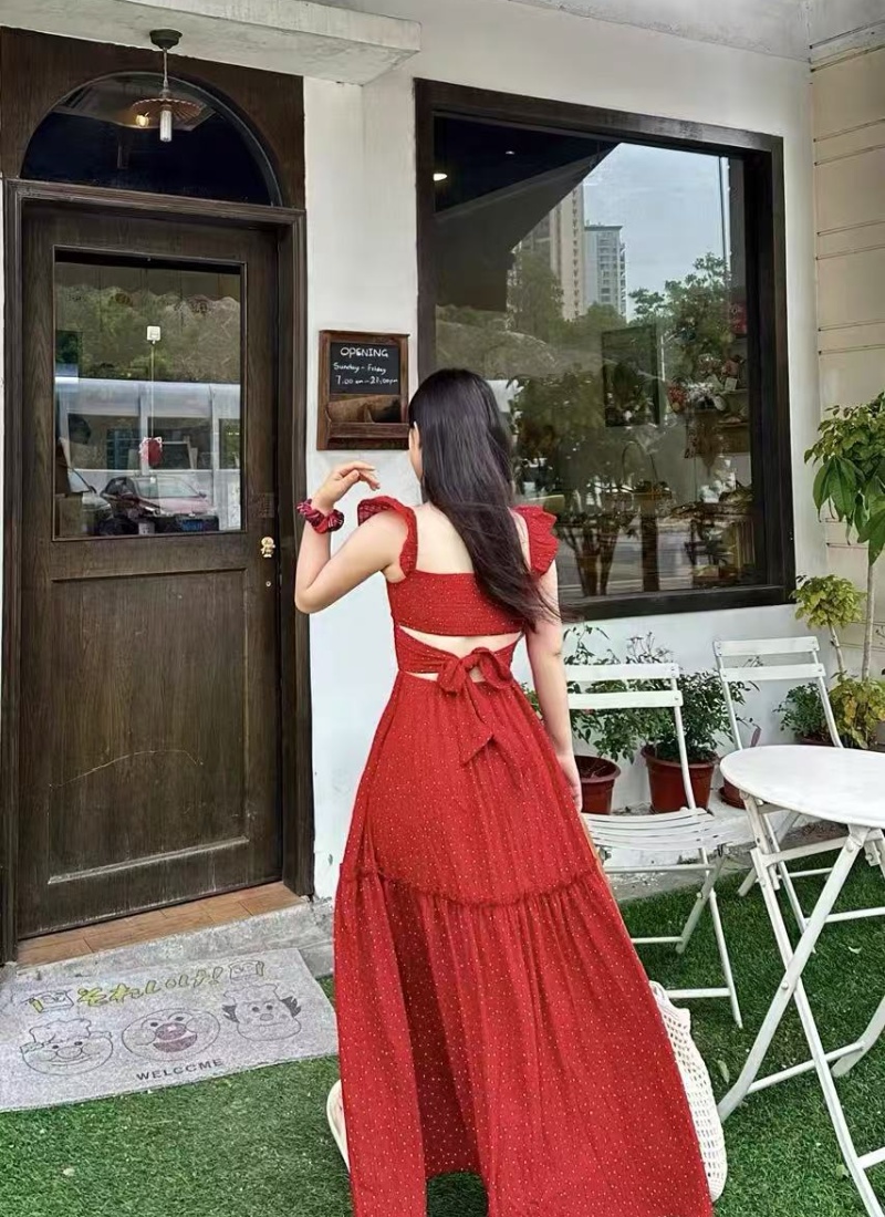 Halter boats sleeve all-match slim tender dress for women