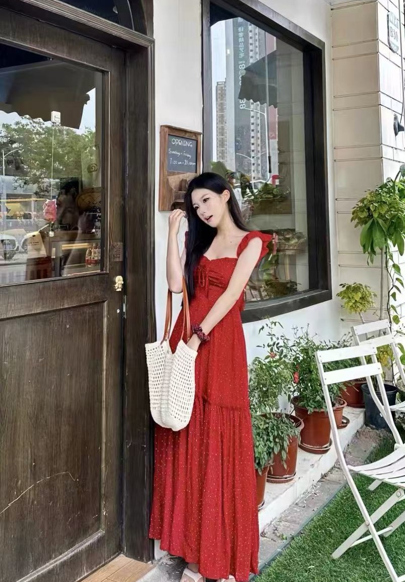 Halter boats sleeve all-match slim tender dress for women