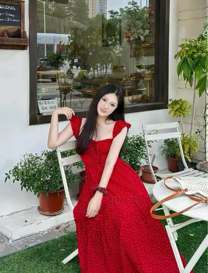 Halter boats sleeve all-match slim tender dress for women