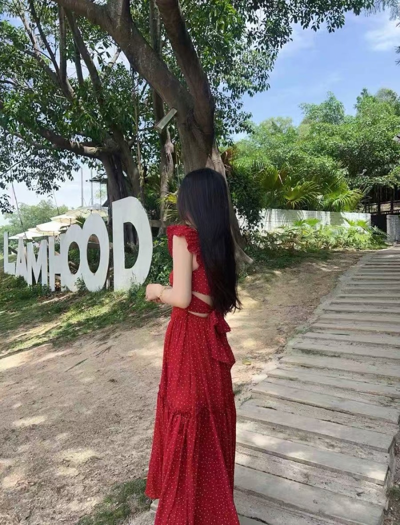 Halter boats sleeve all-match slim tender dress for women