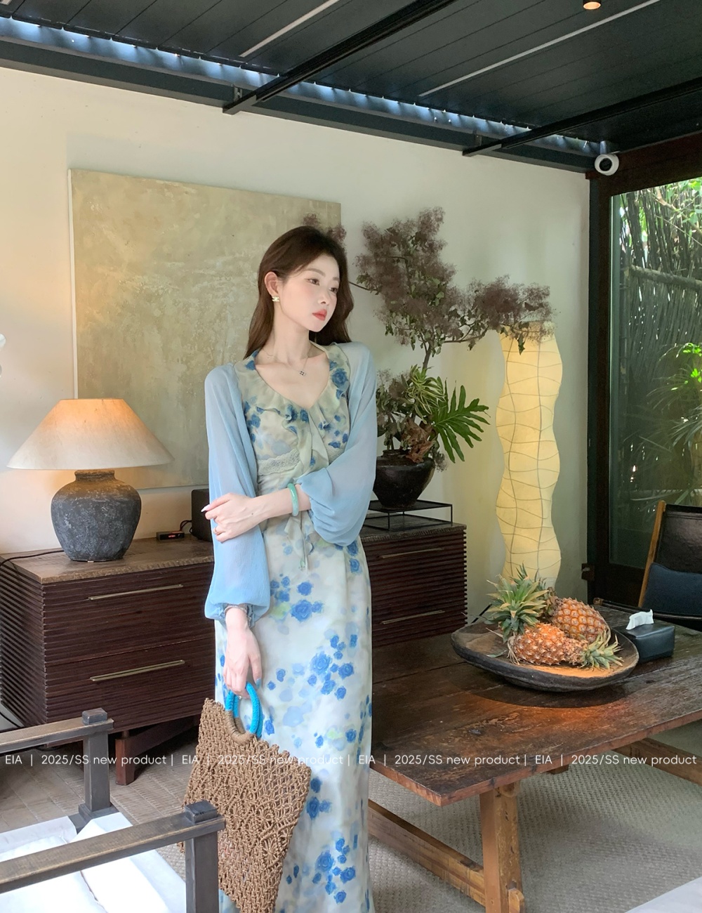 Temperament slim dress retro long dress a set for women