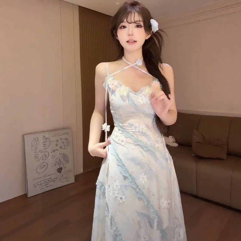 Beautiful enticement dress slim summer long dress