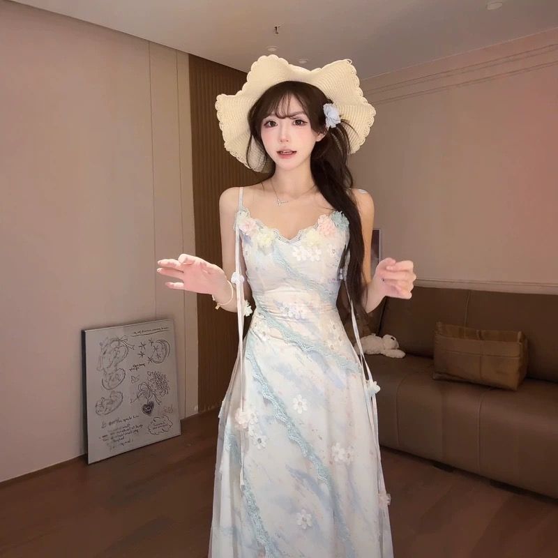 Beautiful enticement dress slim summer long dress