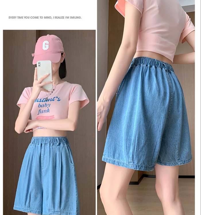 Straight large yard shorts summer elastic waist jeans