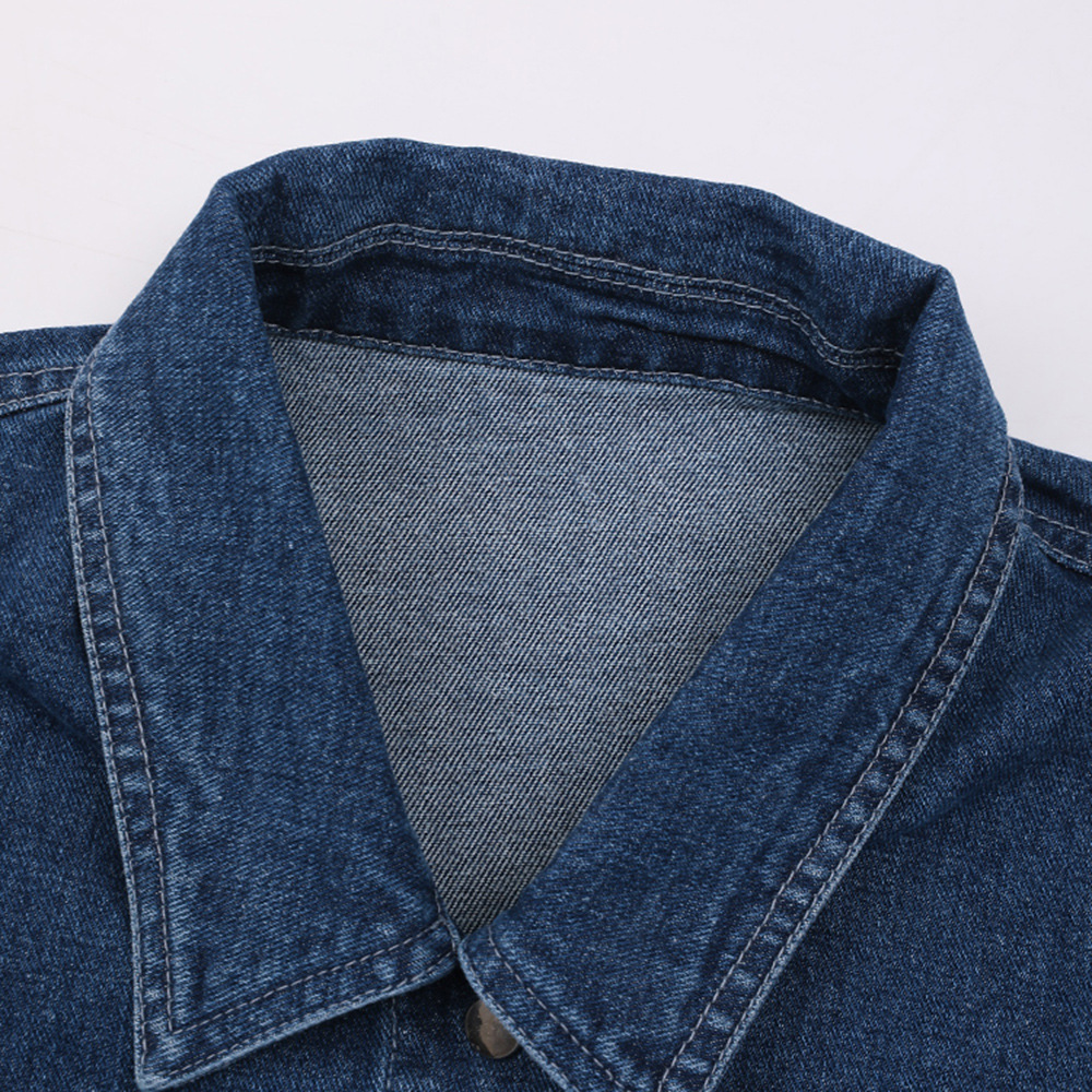 Loose denim single-breasted coat large pockets retro shirt