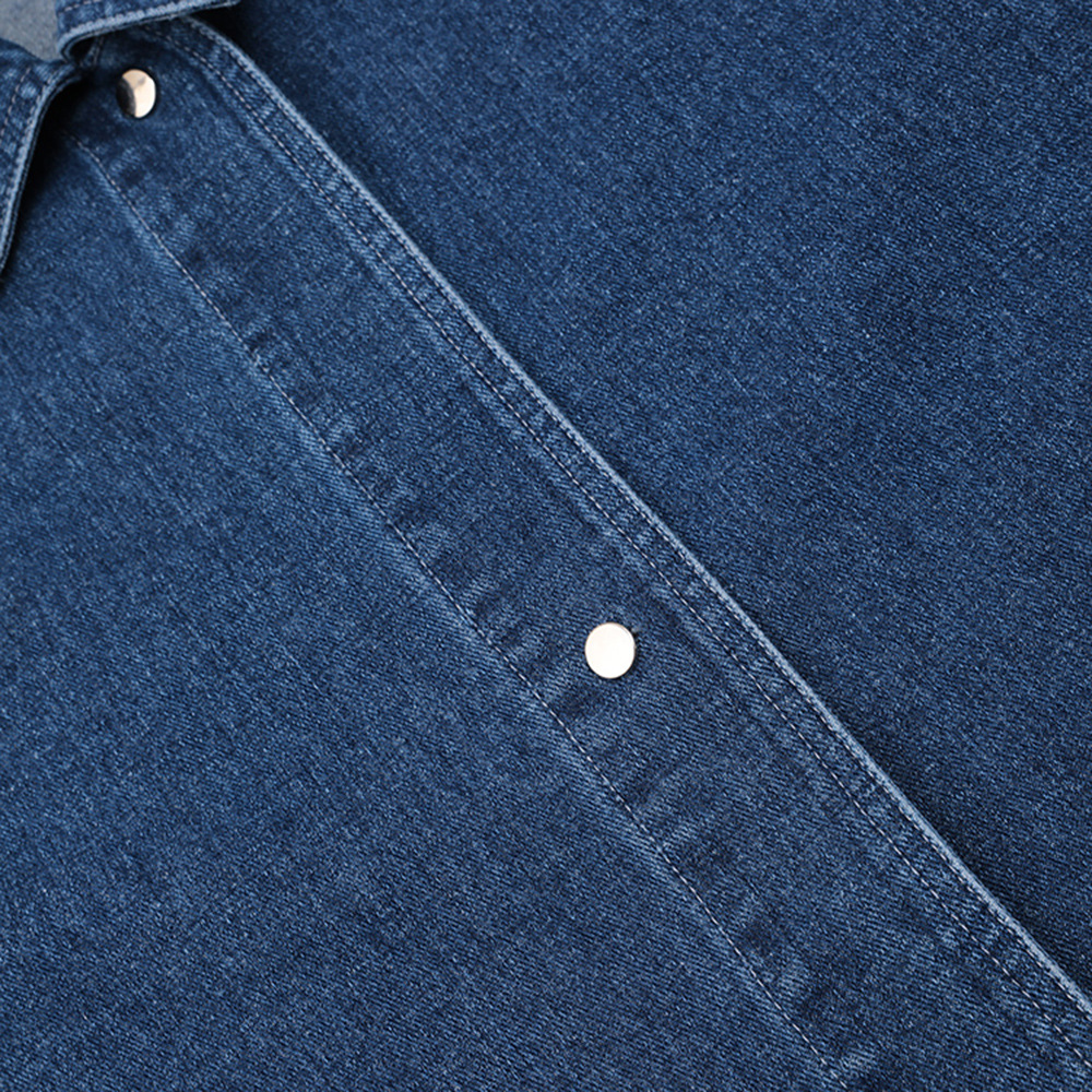 Loose denim single-breasted coat large pockets retro shirt