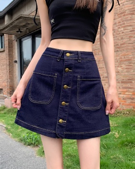 Summer front denim skirt elasticity back shorts for women
