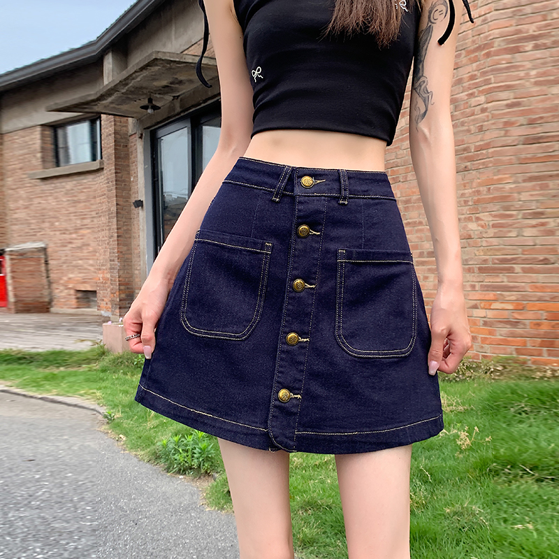 Summer front denim skirt elasticity back shorts for women