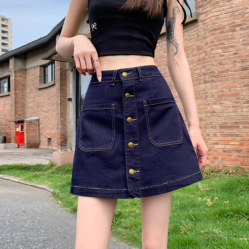 Summer front denim skirt elasticity back shorts for women