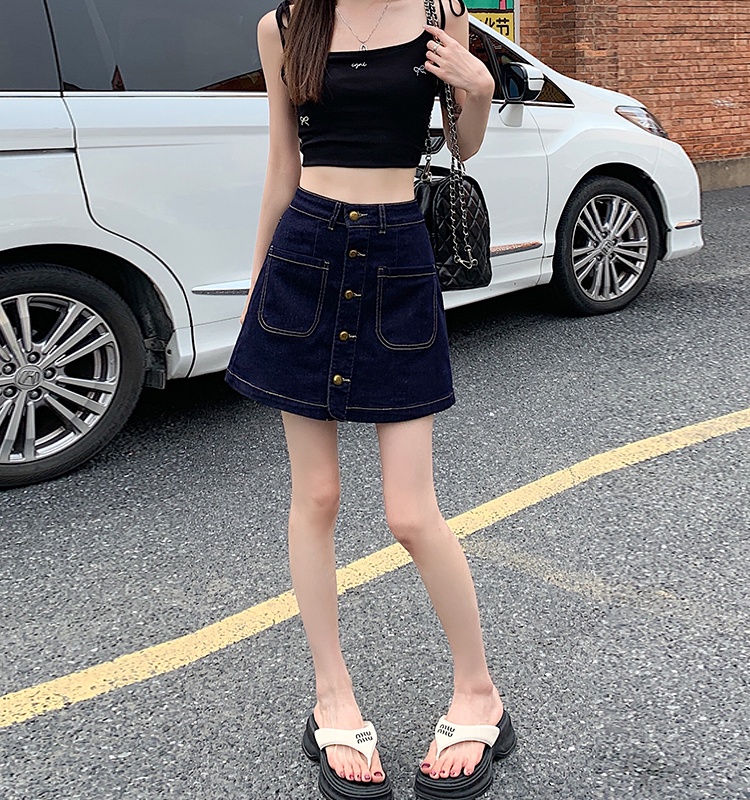 Summer front denim skirt elasticity back shorts for women