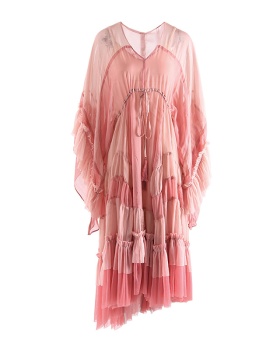 Lotus leaf edges long sleeve dress 2pcs set for women