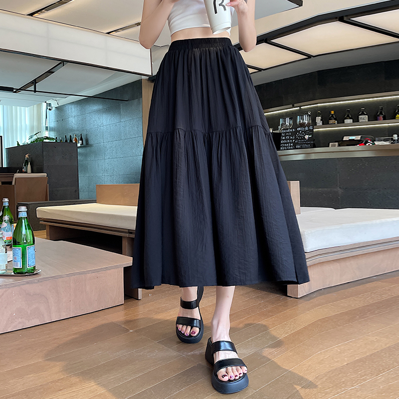 Sweet white slim pleated loose skirt for women