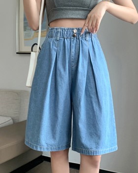 Wide leg A-line short jeans summer slim shorts for women