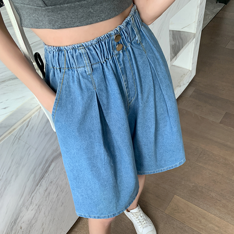 Wide leg A-line short jeans summer slim shorts for women