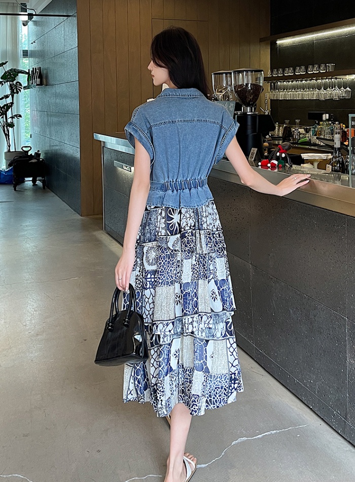 Cover belly show young ladies printing dress for women