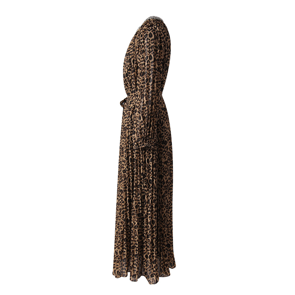 Fashion rhinestone dress leopard hollow long dress