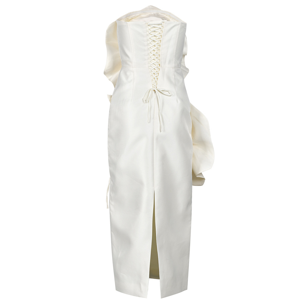 Apricot dress big flower long dress for women