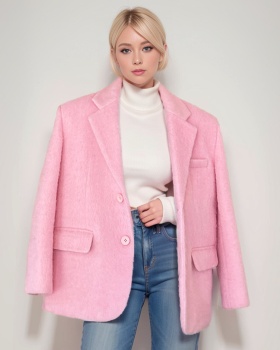 Temperament woolen coat pink business suit