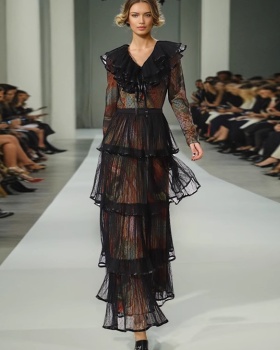France style long dress multilayer dress for women
