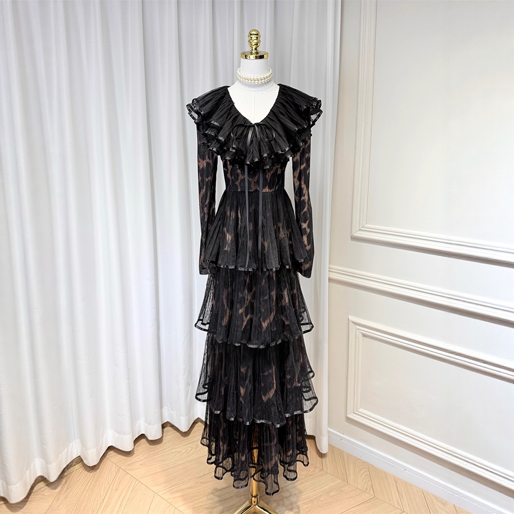 France style long dress multilayer dress for women