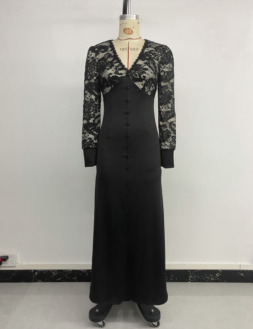 Banquet retro sexy lace long sleeve splice dress