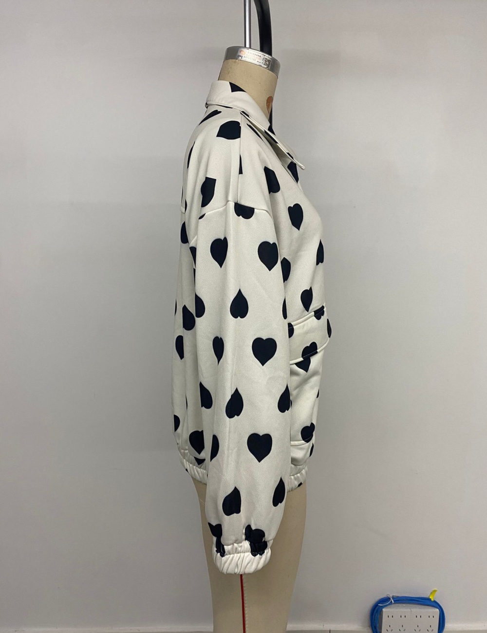Sweet style street zip jacket lapel heart coat for women